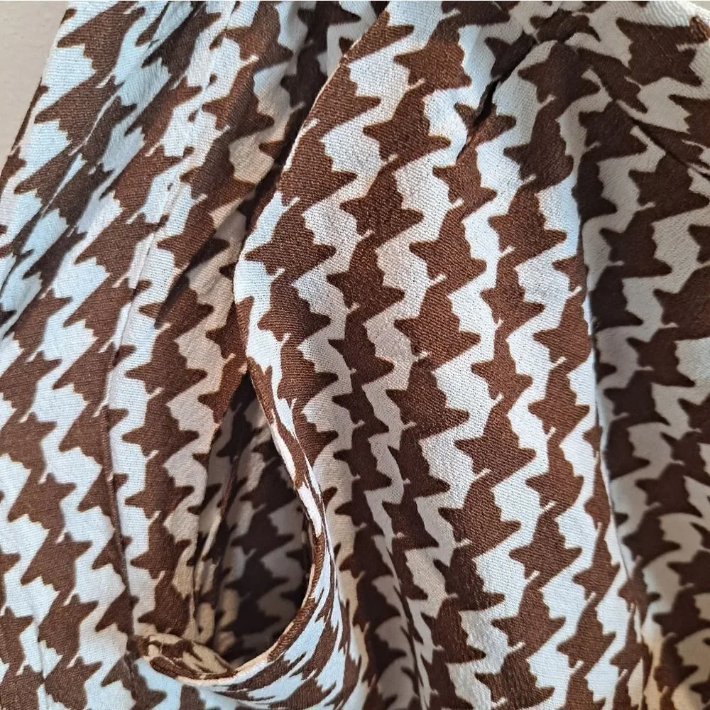 CHARLIE HOLIDAY LOLA HOUNDSTOOTH FLARE PANTS LINED SIZE XS/2